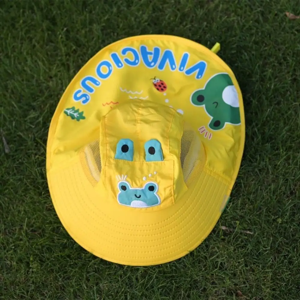 

Breathable Mesh Shawl Sun Hat Wide Brim Adjustable Children Fisherman Hat Sunscreen UV Protection Boys Sunshade Shawl Cap