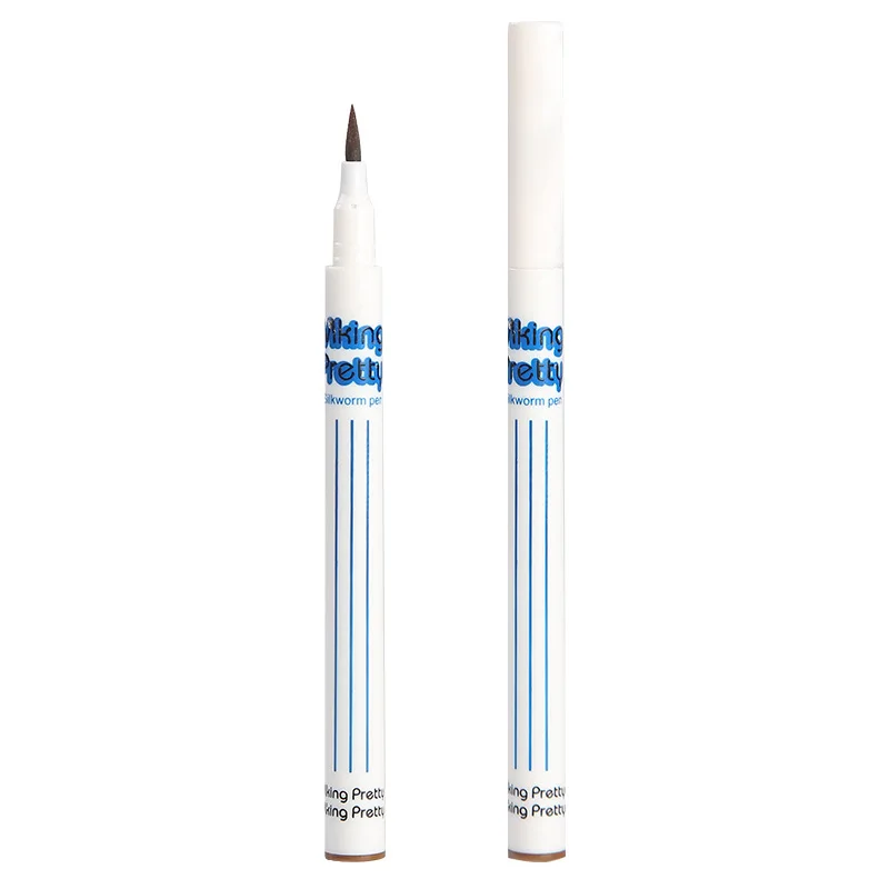 2 pezzi doppia palpebra Eyeliner marrone intenso ciglia colla penna sdraiato baco da seta Eyeliner borsa per gli occhi impermeabile trucco strumento matita