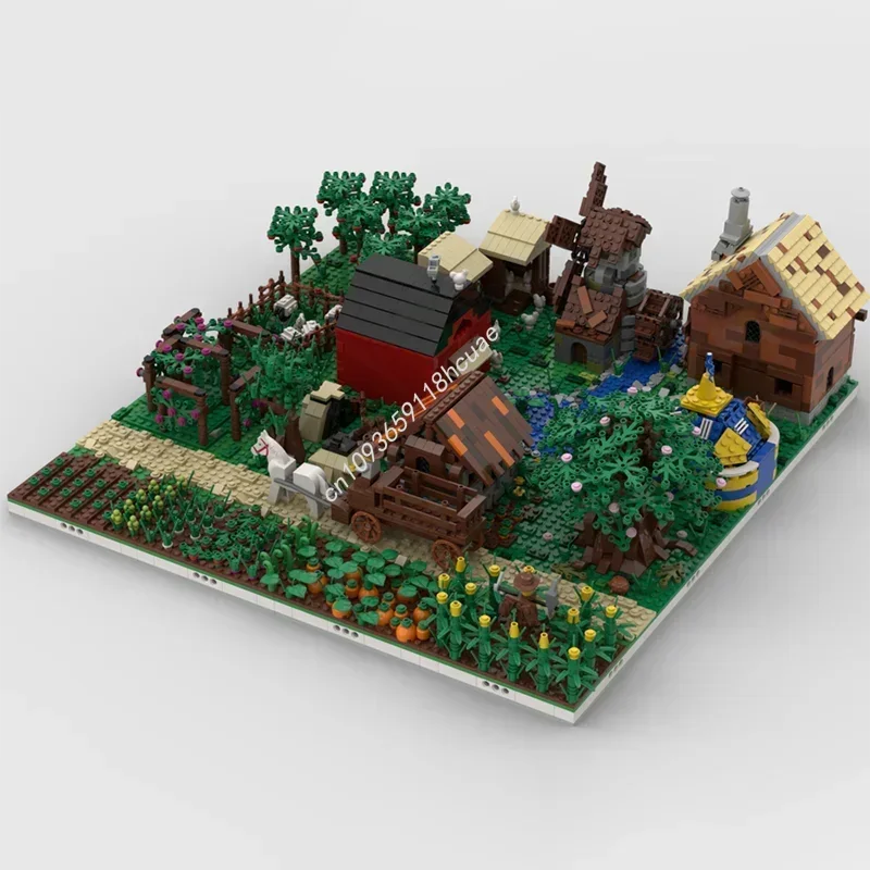 

НОВЫЙ 4425 шт. модульная фермерская деревня, сборка из 16 MOC, креативная идея «сделай сам», детские кирпичные строительные блоки на день рождения, подарок