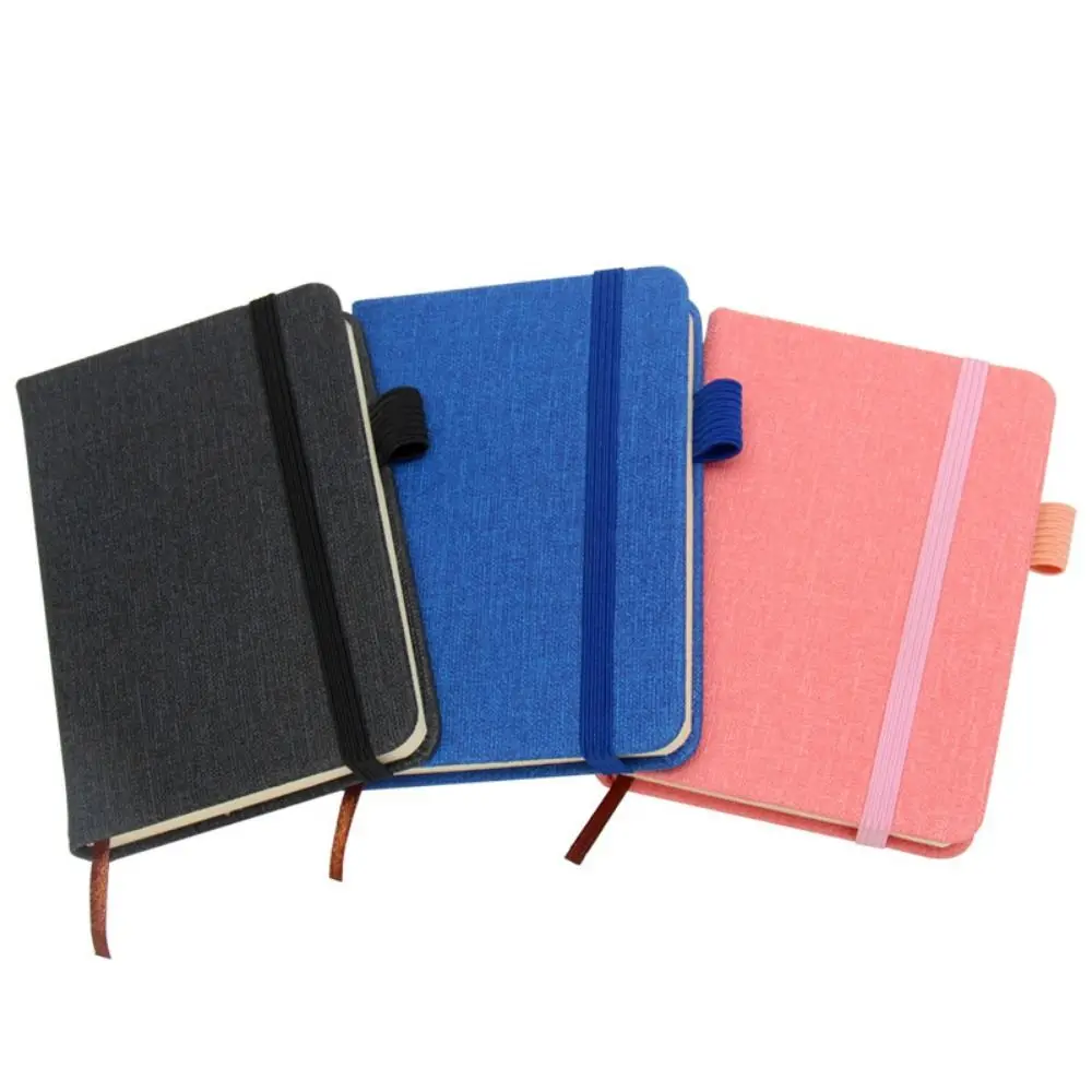 2pcs 100 Sheets A7 Mini Notebook Thick Refillable Blank Page Notepad Square Linen Cloth Grain Portable Pocket Memo Work Planner