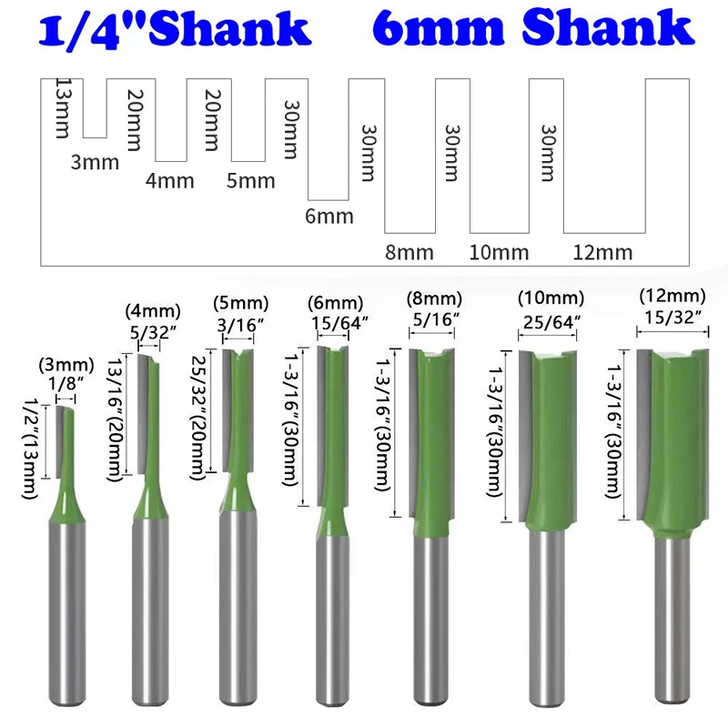 6 مللي متر عرقوب قاطعة المطحنة للخشب التنغستن كربيد راوتر بت أداة نجارة أدوات نجارة واحدة مزدوجة الناي مستقيم بت