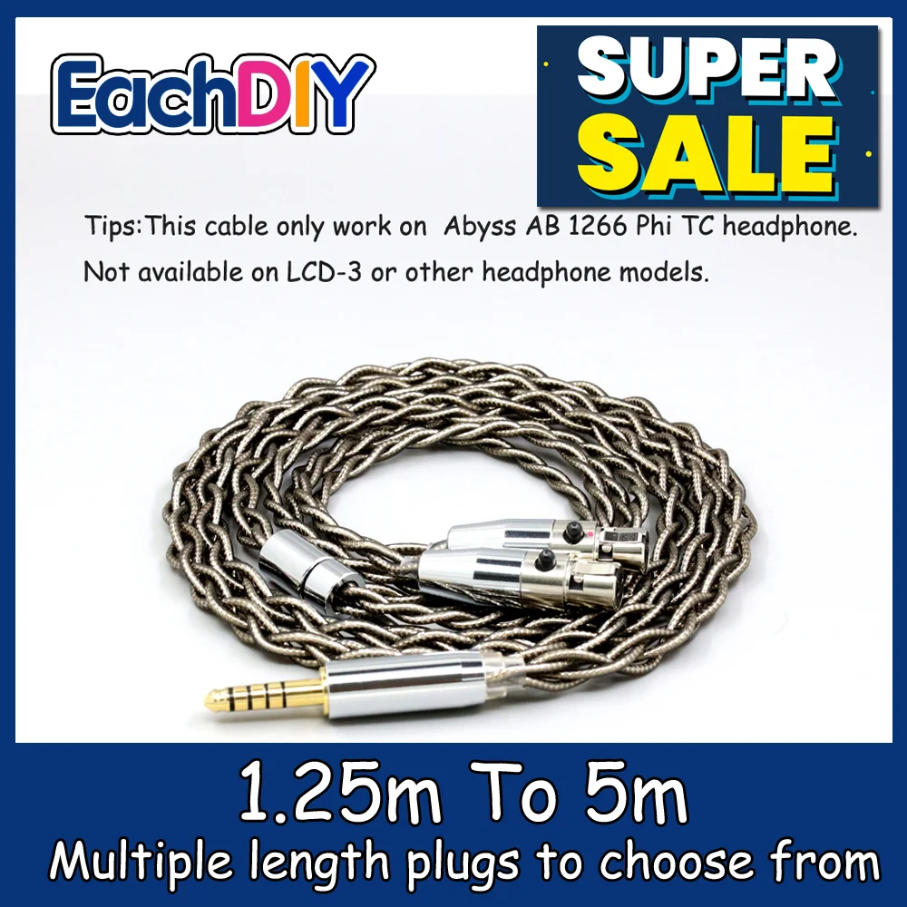 

99% Pure Silver Palladium Graphene Gold Earphone Shield Cable For Abyss AB 1266 Phi TC Dual Mini xlr 3 pin head(amame) LN008443