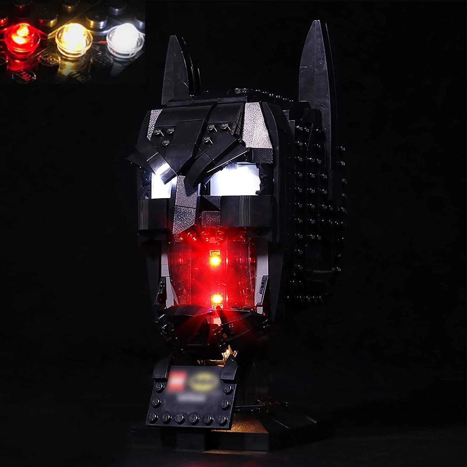 Light Up Lego Bat Helmet men 76182 Building Set USB LED Light-(Not Include Lego Model)