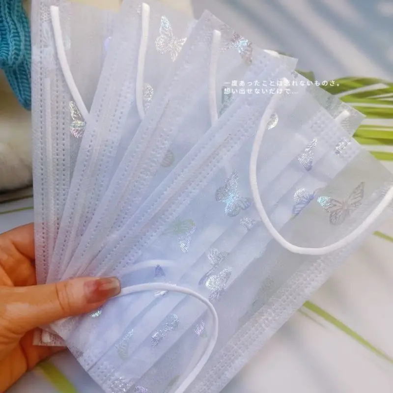 20 Pcs Butterfly Summer Theme Disposable Face Mask, 2-Layer Protective Adult Dustproof Mask, Individual Wrap, Breathable & Safe