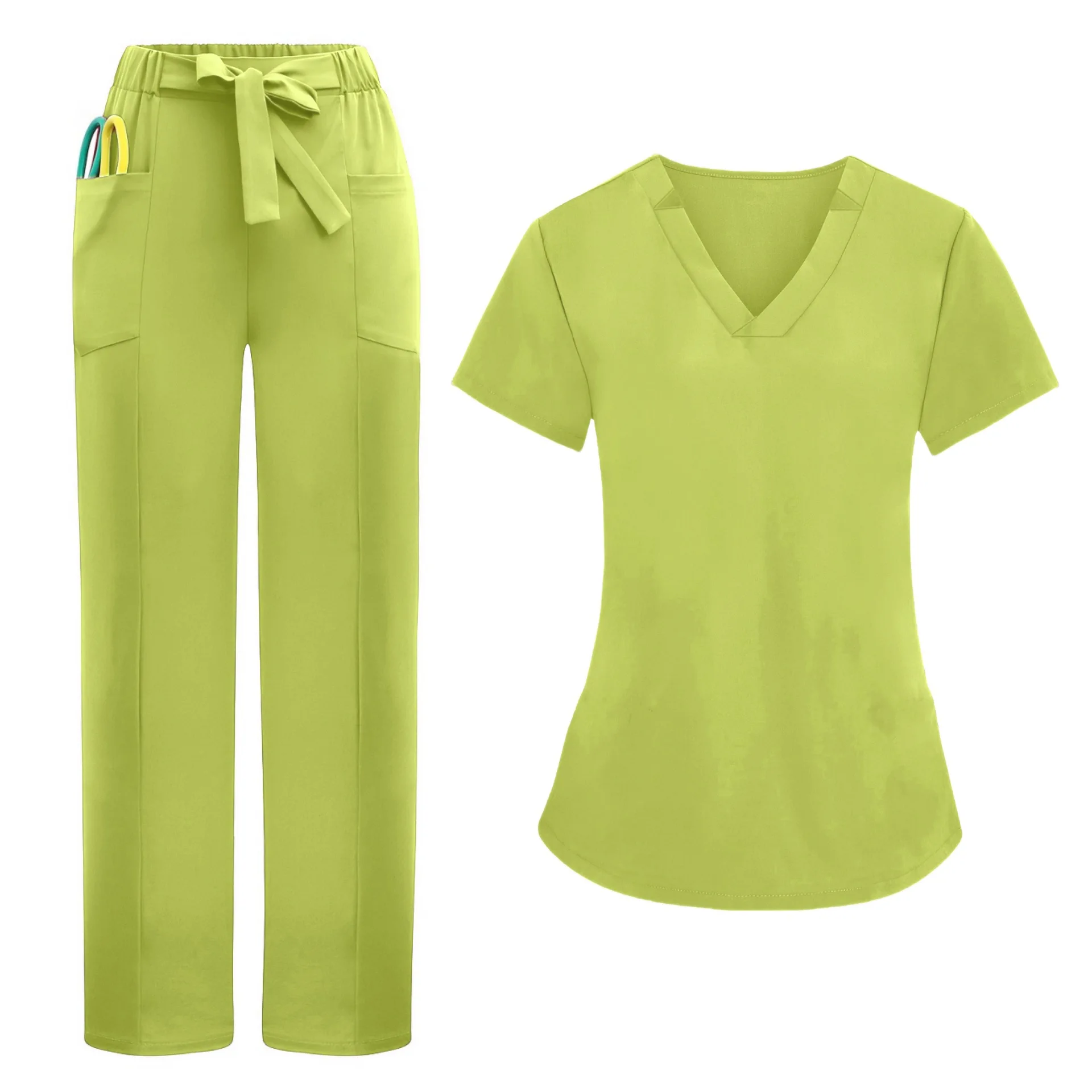 Women's Scrubs Set - Breathable Pure Color Fabric - Ideal for Doctors, Nurses & Operating Room Use