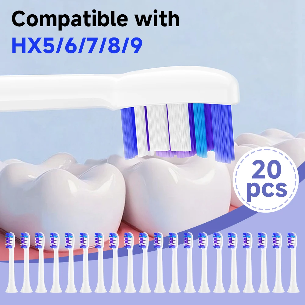 

Сменные насадки для зубных щеток (4/8/12/20 шт.), совместимые с электрическими зубными щетками Philips 5100, 5300, 6100, 6500 и т.д.