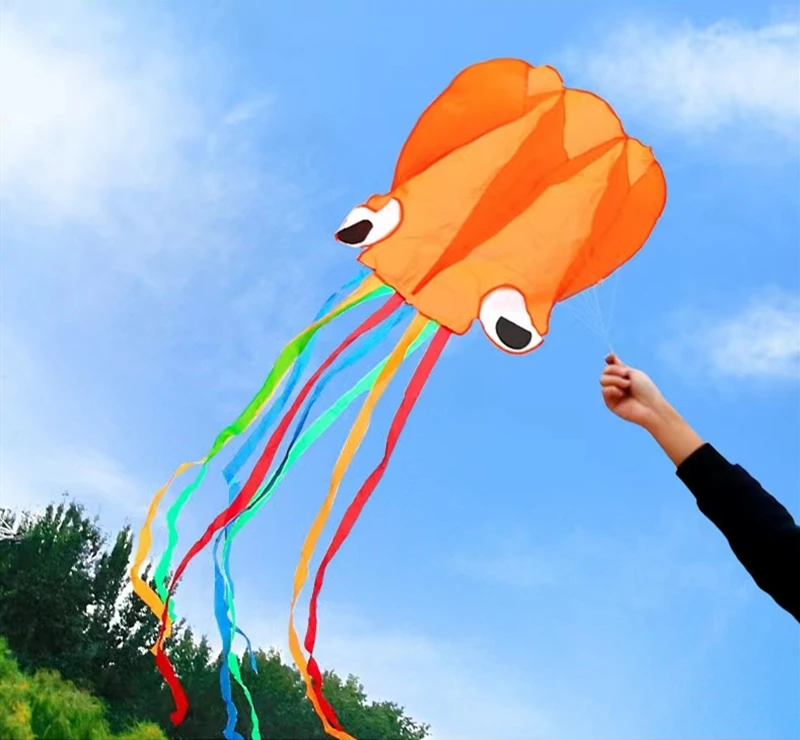 gratis verzending grote octopus kite fly nylon kite weifang kite fabriek grote kite wiel lopen in sky outdoor fun speelgoed kite lijn reel