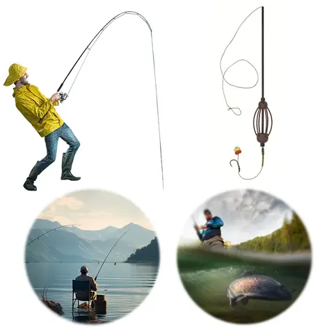 Carp Fishing Feeder Fishing Baits Cages Rig Set with Hooks Corn Bait Carp Fishing Bait Cage Line Group Fishing Tools