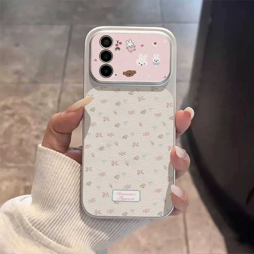 Phone Case for Samsung Galaxy A57 A56 A55 A54 A53 A37 A36 A35 5G A32 A07 A06 A17 A16 4G Cases Cute Pets Floral Pink Color Design