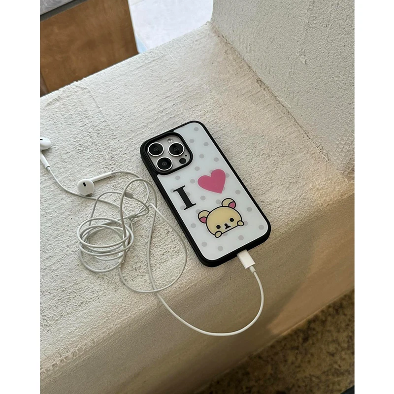 Y2K風 新トレンド ウェーブポイント キュート イージーベア スマホケース iPhone17Promax Air 16 E 15 14 12 13 11Pro Plus対応 耐衝撃 マットカバー