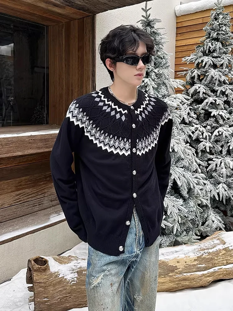 

Men's Long Sve round Ne Knitted Sweater Cardigan Soft Comfortable Fce Winter Leisure Faion Basic Layering Top