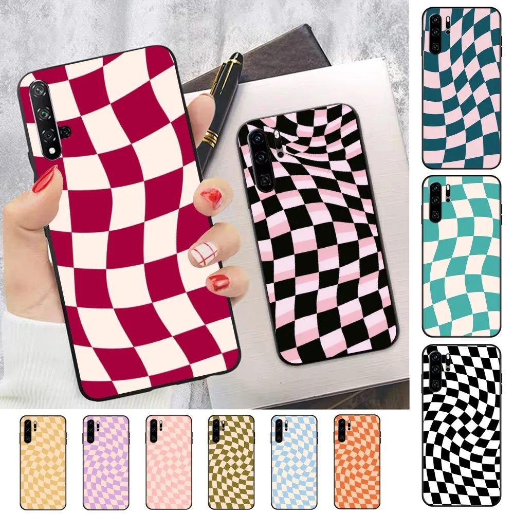 Twist Checkered Phone Case For Huawei P 8 9 10 20 30 40 50 Pro Lite Psmart Honor 10 lite 70 Mate 20lite