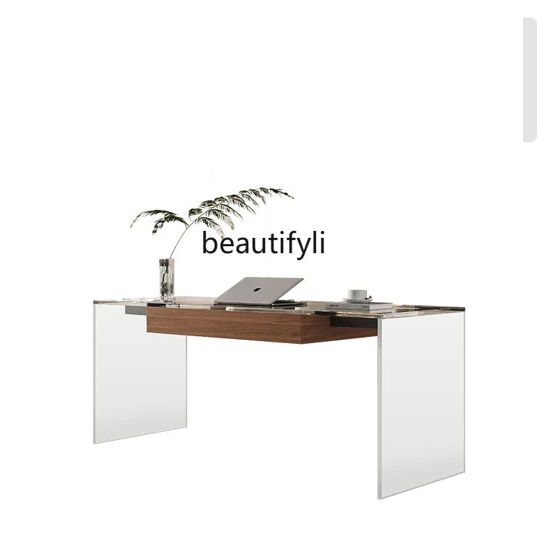 

Acrylic Suspension Desk Designer Modern Minimalist High-End Desk Study Home Small Apartment Computer Table and Chair