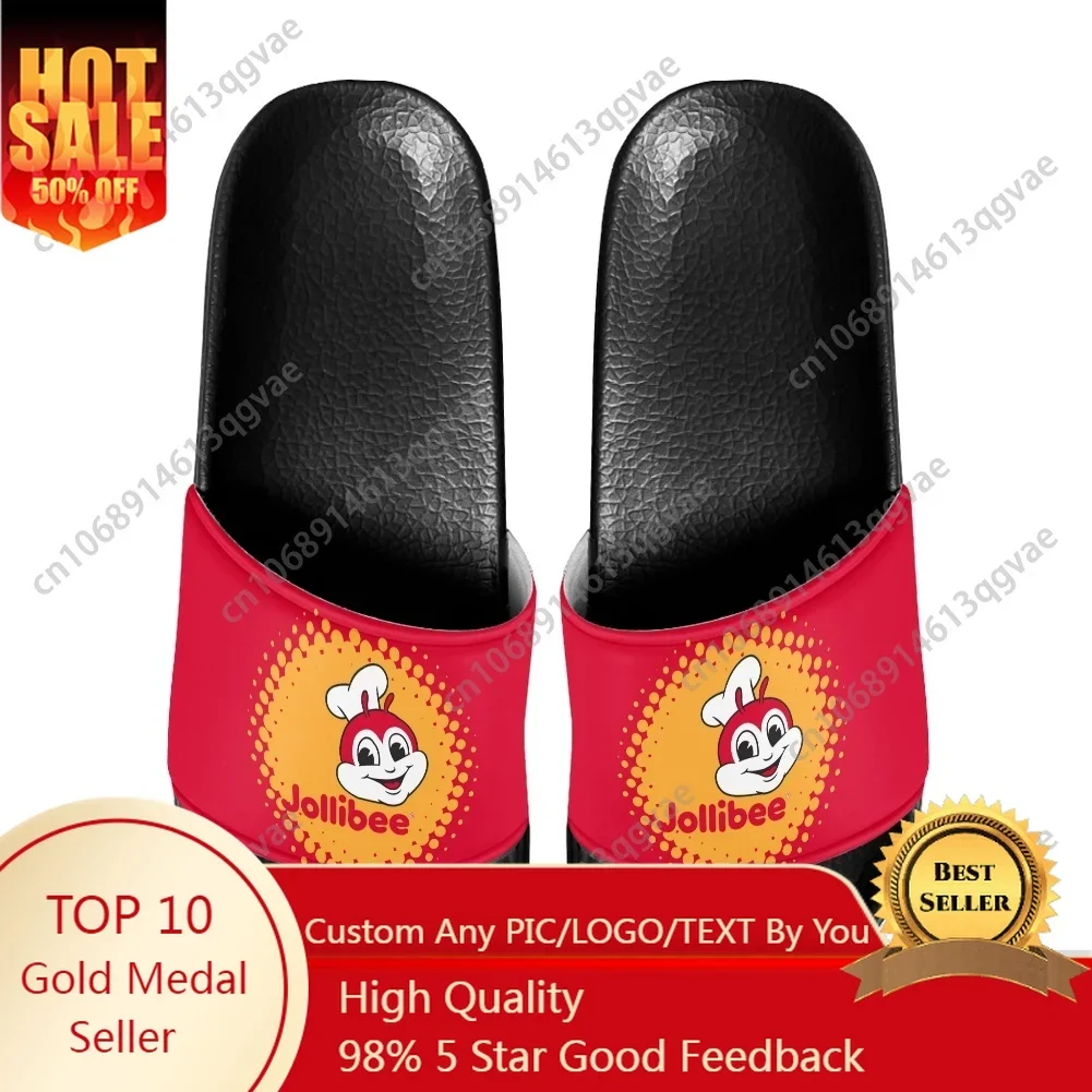 J-Jollibee Philippine Fast Food Chain Slippers Home Water Shoes Men Women Teenagers Beach Pool Sandals Custom Summer Slipper