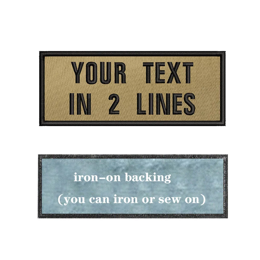10X4cm Khaki Background Embroidery Custom Name Text Patch Stripes Badge Iron On Or Sew On Or s Patches