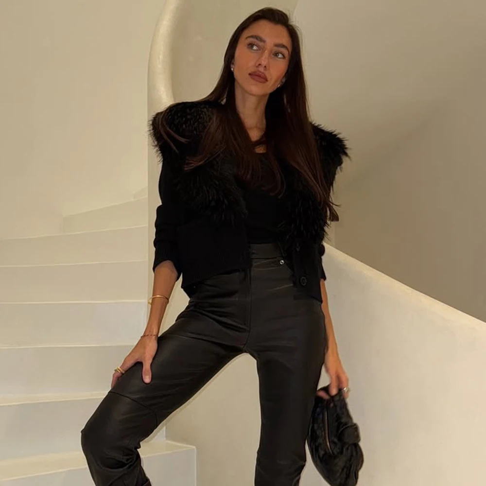 معاطف أنيقة من الفرو الصناعي من Tuularose سترة نسائية دافئة منتفخة ضيقة بأكمام طويلة وياقة موضة شتوية ملابس خارجية نسائية عالية الشارع