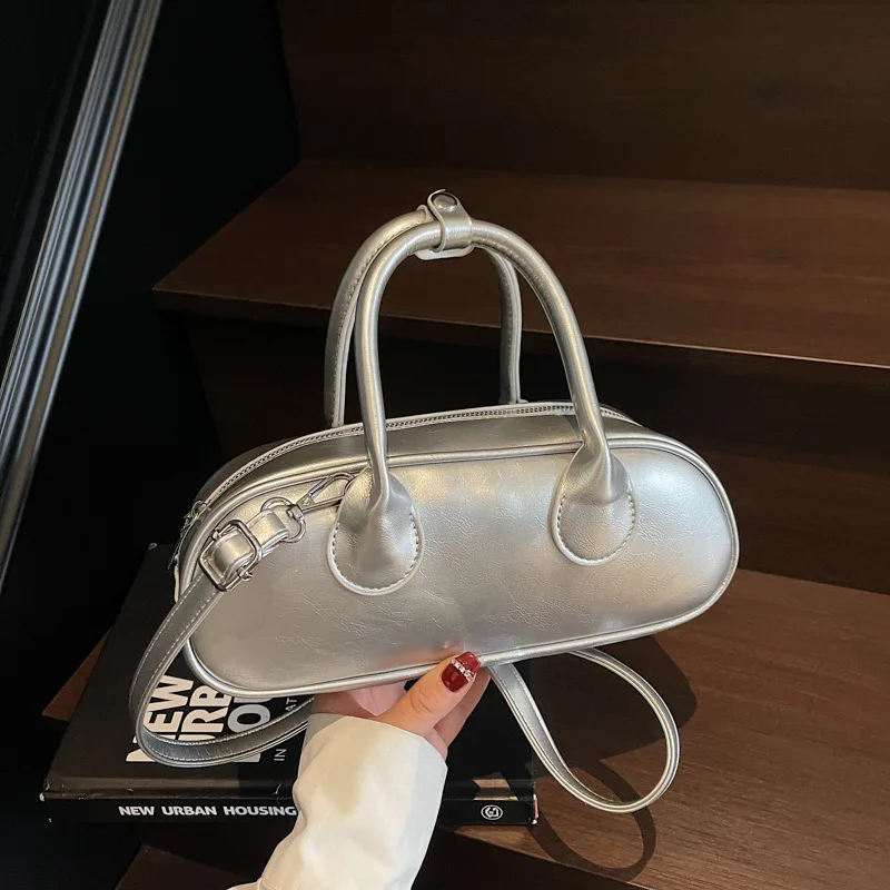 

2025 Summer Women's Minimalist Solid Color Boston Bag - Stylish Crossbody Shoulder Bag with Elegant Advanced Design