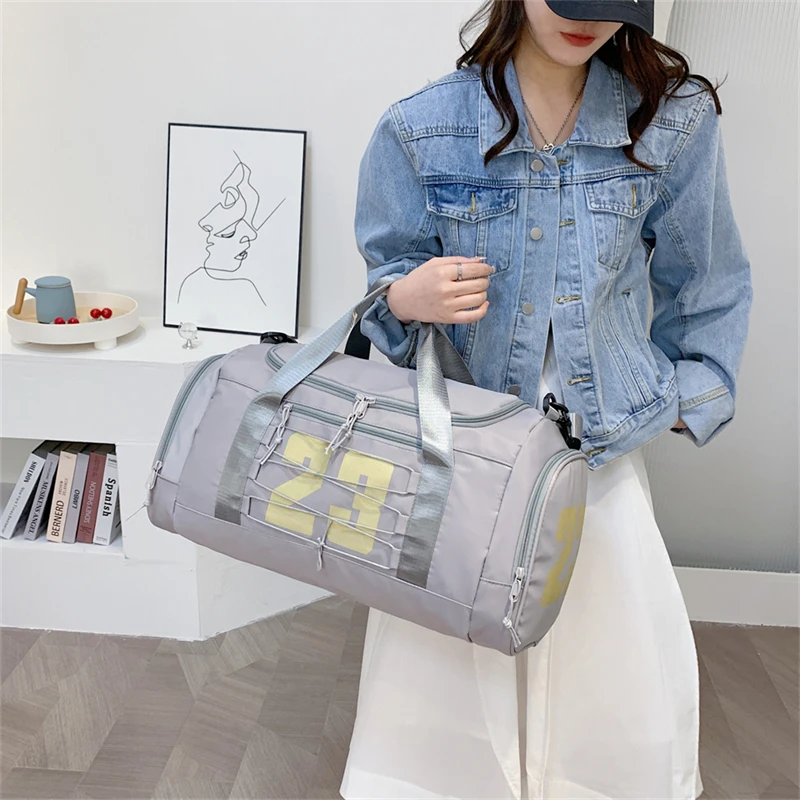 Bolsa de lona de viaje para gimnasio en avión para mujer y hombre, bolso de mano deportivo con compartimento para zapatos y bolsillo húmedo, bolsas