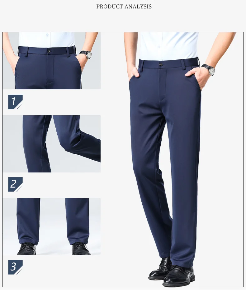 29-42 männer Sommer Dünne Mode Business Casual Anzug Hosen Lange Hosen männer Elastische Gerade Hülse Formale hosen Plus Größe – Detail 6