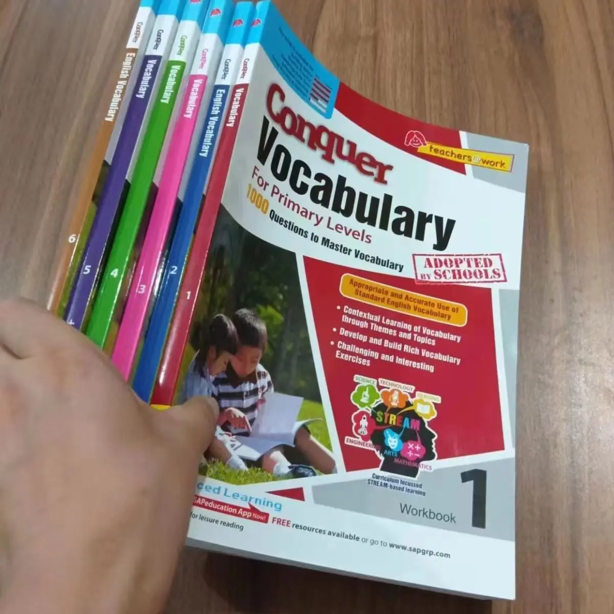 6 Books SAP Conquer English Vocabulary Workbook Grade 1-6 Training Singapore Primary Levels Exercise