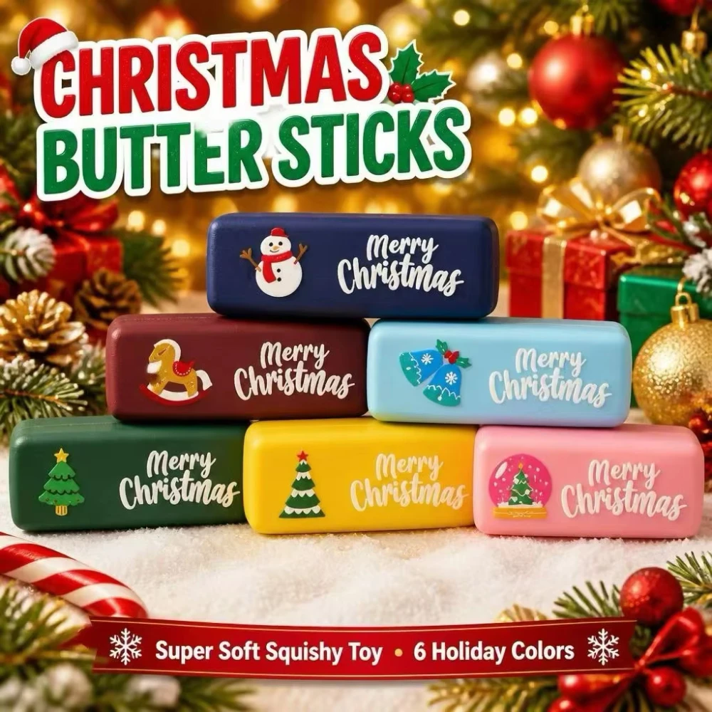 Crunchy Butter Stick Squeezed Toy Christmas Theme Snowman Crackling Butter Bar Hand Relax Kneading Sensory Stress Stick