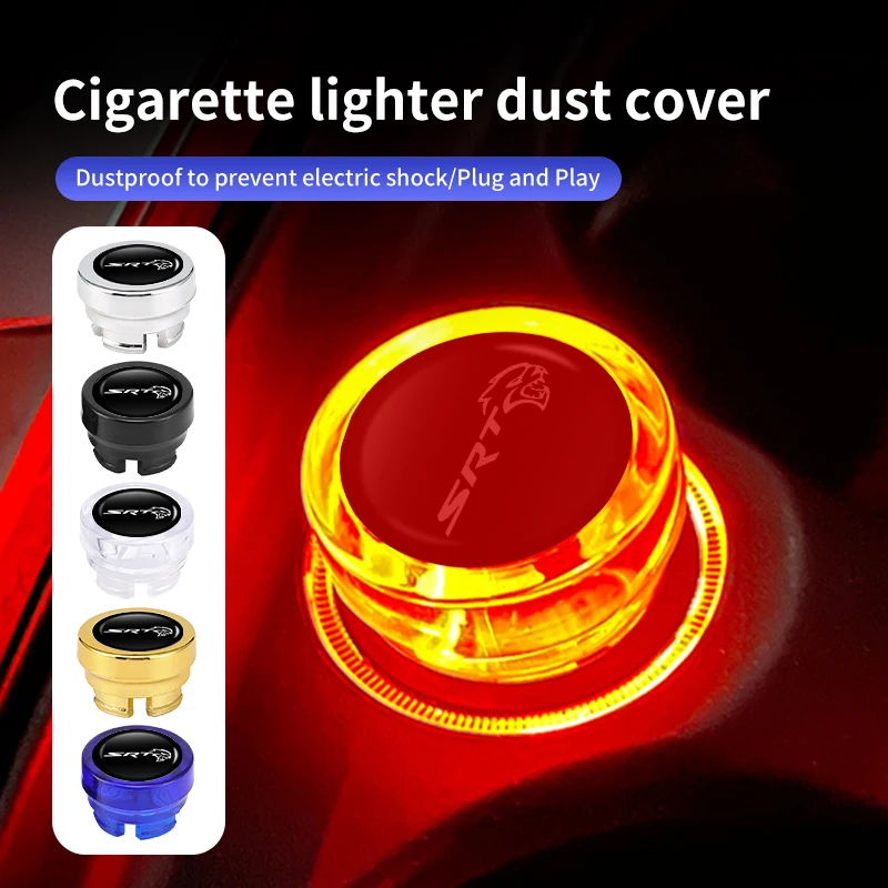 Car New Socket Dust Pad Plated Plug Cigarette Lighter Cover For Dodge SRT Logo Durango Ram 1500 Charger Viper Challenger