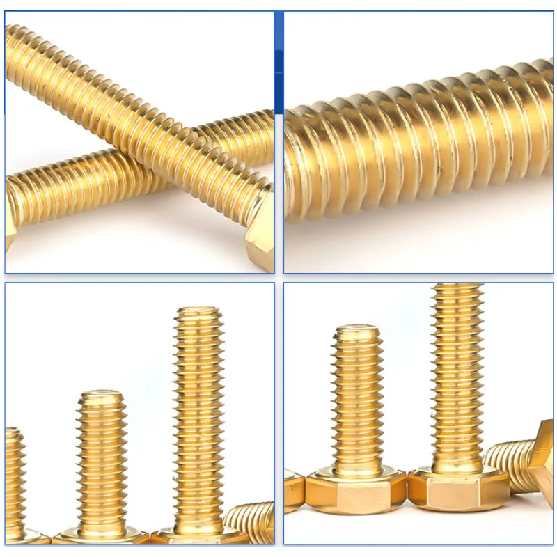 Brass External Hex Screw M3 M4 M5 M6 M8 M10 M12 Metric Thread Hexagonal Machine Bolt Electrical Copper Screws 6mm 10mm 20mm 60mm