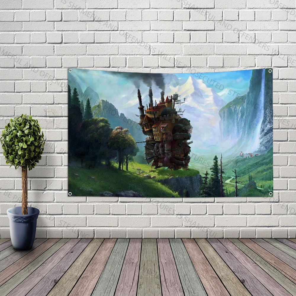 Anime H-Hal M-Moving C-Castle Flag Large Size Shop Art Promotion Advertising Booth Flag Hanging Banners