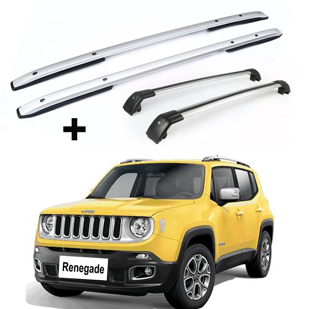 4Pcs Fixed Crossbar Cross Side Rail Roof Rail Bar Fit for Jeep Renegade 2015-2023