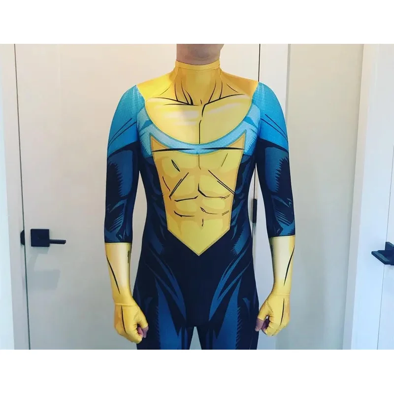 Halloween Invincible Cosplay Costume Zentai Bodysuit Suit Mark Grayson Jumpsuits Adults Kids