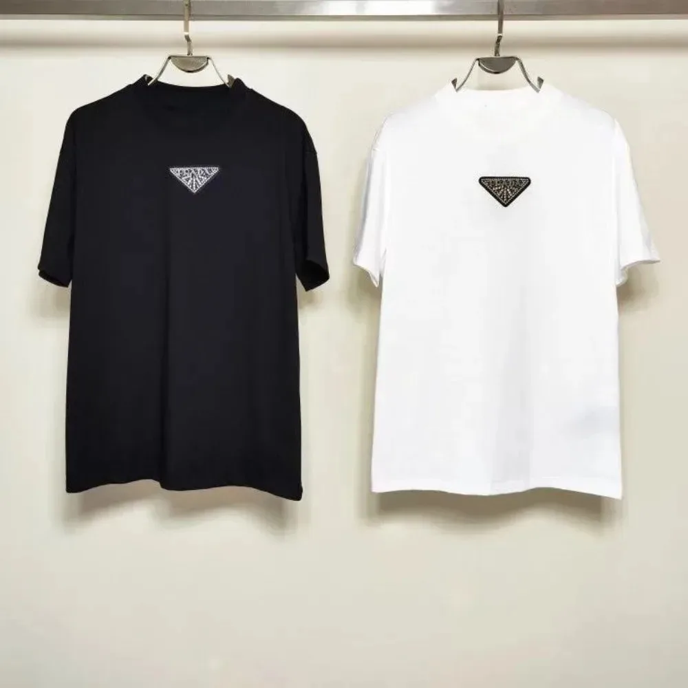 2024 Fashion Brand Summer Large T-shirt New Product Triangle Print Couple Casual Men's and Women's Same Short Sleeved Top