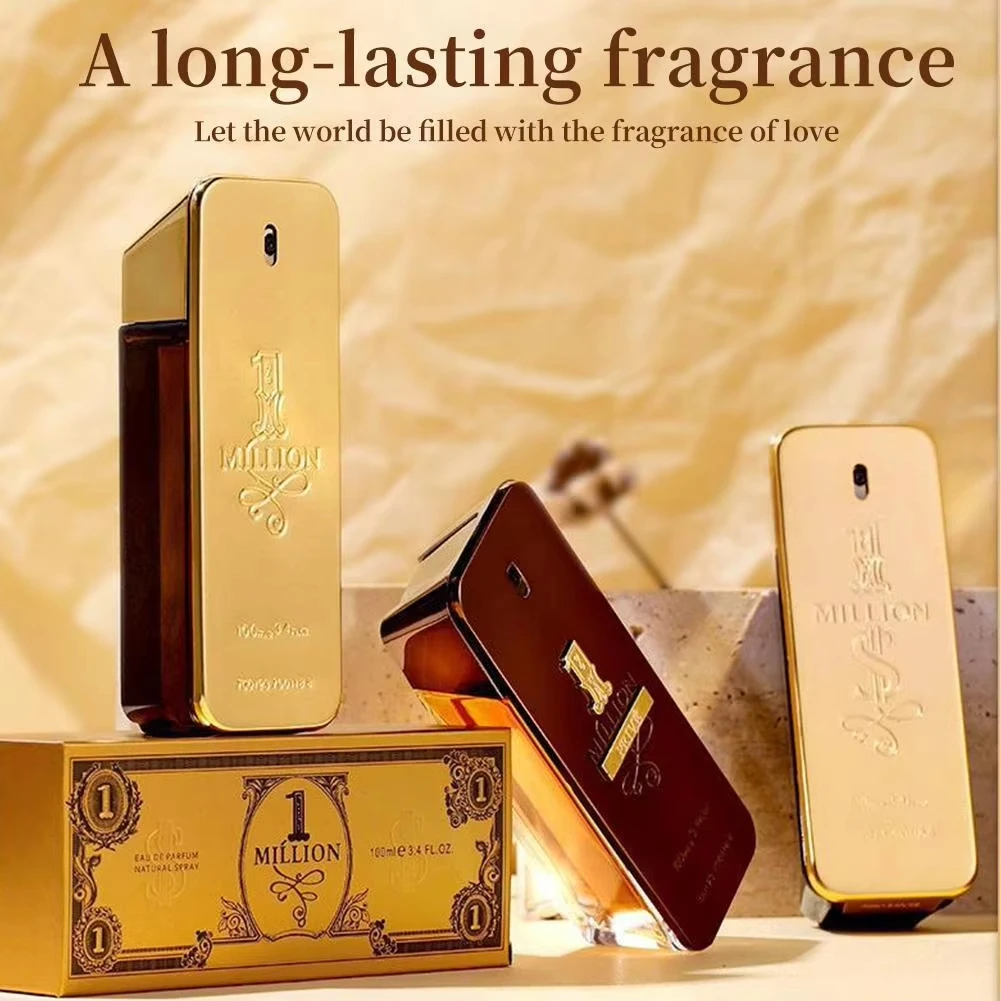 100ml Original Million Gold Men Perfume Hombre Luxury Fragrance Pheromone Long-Lasting Body Spray Cologne Perfumes Attract Women