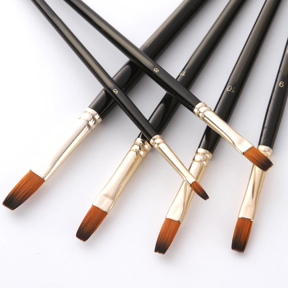 

12 pcs Two-Tone Nylon Bristle Paint Brushes Wood Handle Set For Fine Detail Broad Stroke Painting Drawing Art Craft School