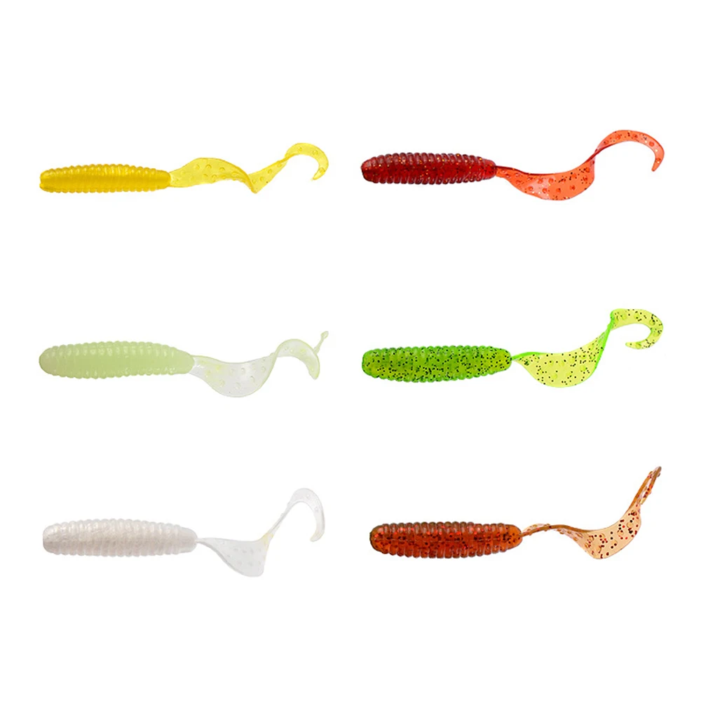 20Pcs Lure Soft Bait Screw Extended Capuchin Soft Bait Black Fish Mandarin Fish Sea ​​Bass Texas Fishing Rig Lead Hook Maggots