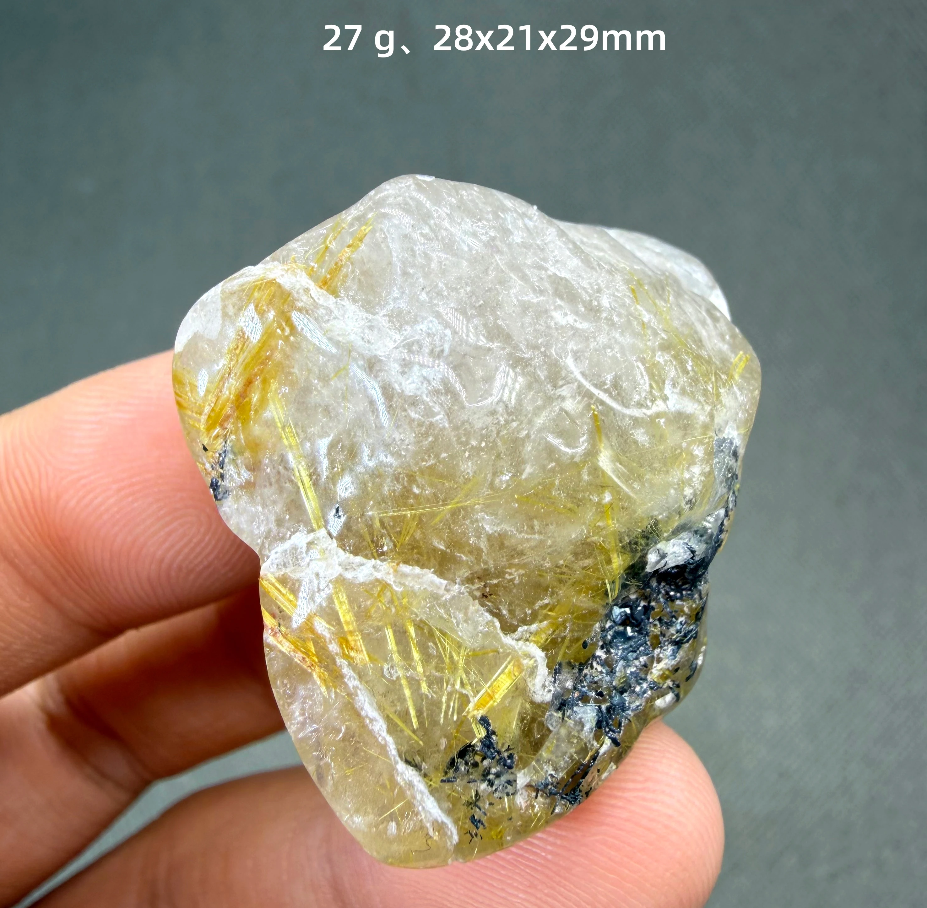 Natural Rutilated Quartz Crystal Cluster Golden Needle Hair Mineral Specimen Home Decor