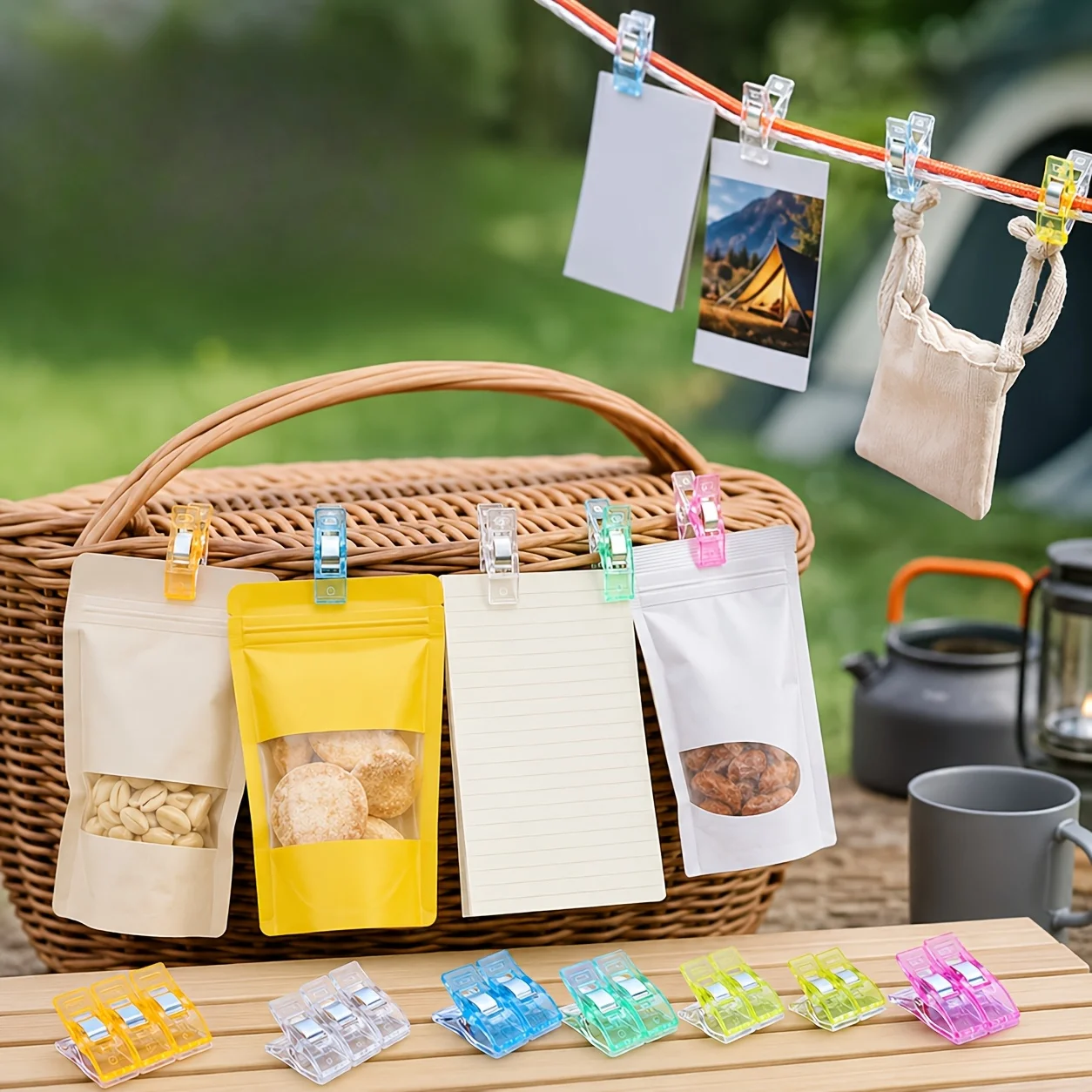 100/50 Pieces in Random Colors, Mini Transparent Clips, Can Be Used as Outdoor Camping Atmosphere Clips, Tent Edge Anti-Slip Clips, Halloween and Christmas Gifts