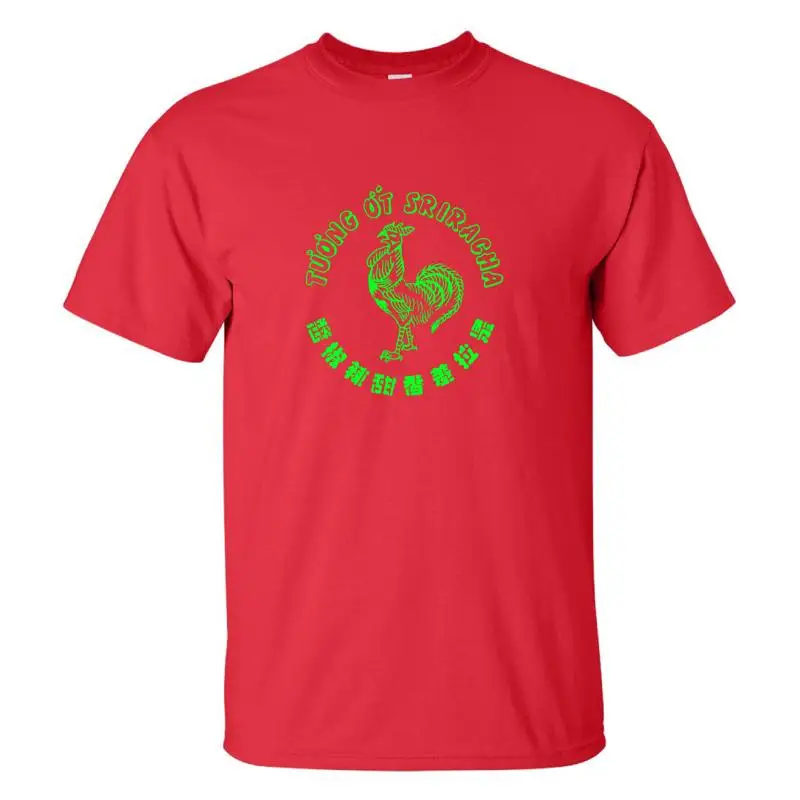 Camiseta con Logo de Siracha, salsa de gallo picante de Pho asiático, verde, rojo, S 5XL