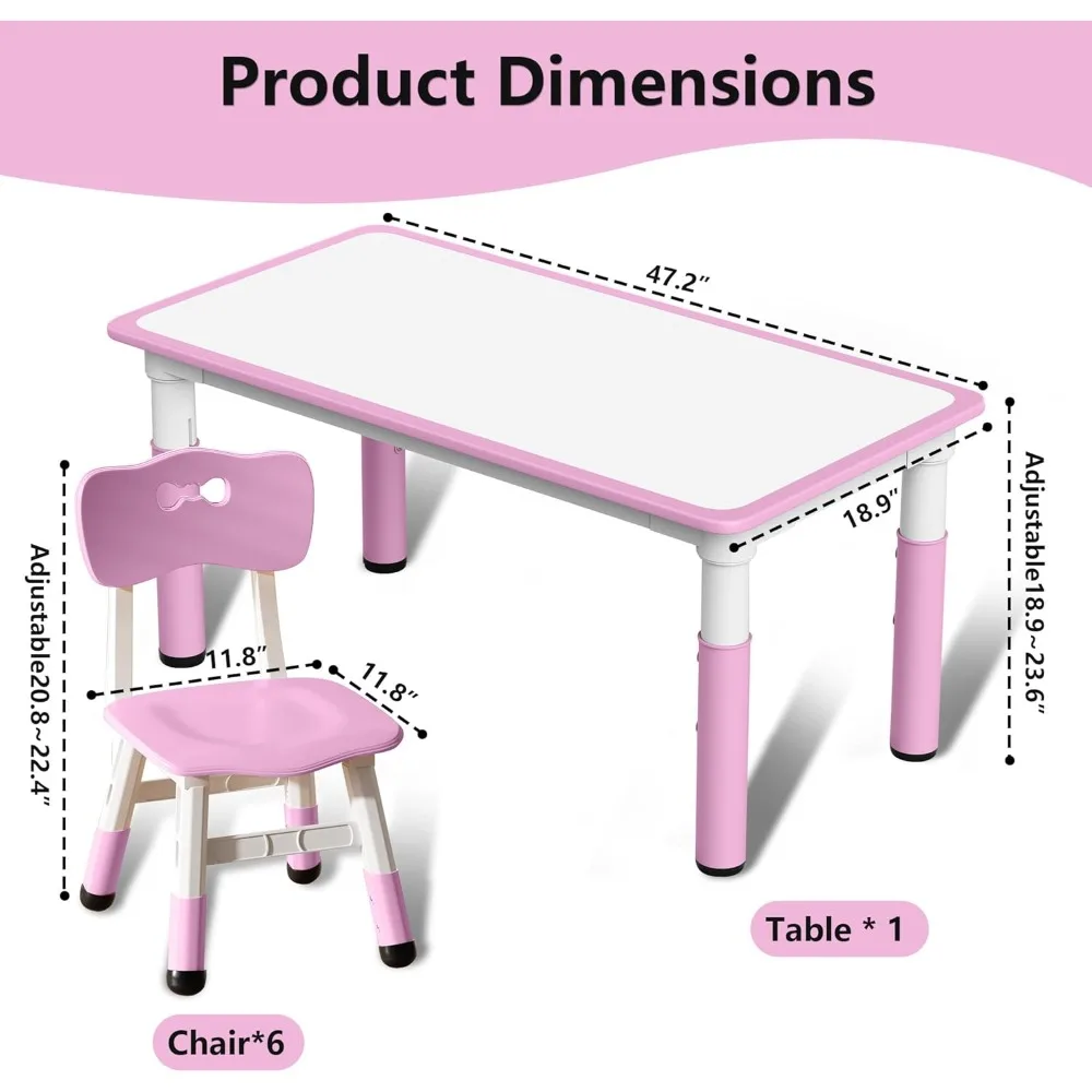 Kids' Table & Chair Sets, Suitable for 2 Years Kids Adjustable  Table & Chair Set 48.5 x 25 x 8 inches, Kids' Table & Chair