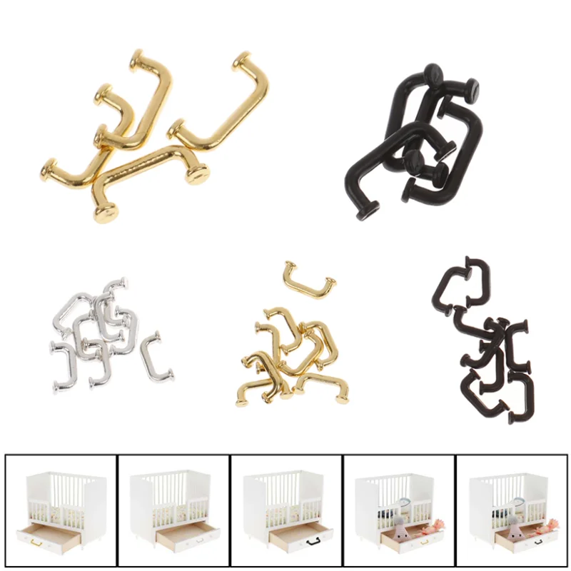 Manijas en miniatura para puerta de armario, tiradores de cajón, perillas de Metal para muebles de casa de muñecas, accesorios de decoración, 4/8 piezas, 1:12