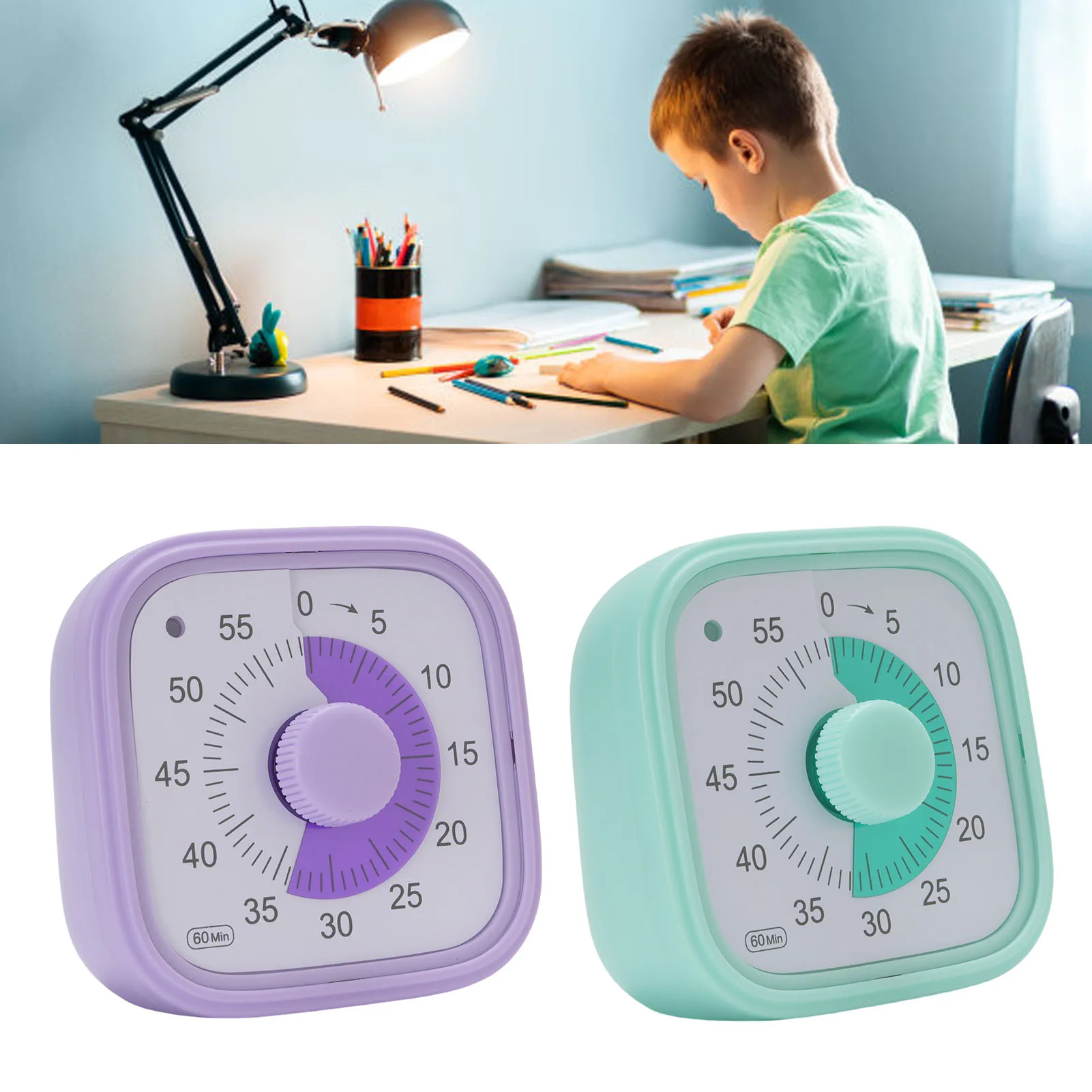 Classroom Visual Timer Sturdy Efficient Compact Multi Purpose 3 Level Volume Visual Countdown Timer for Office Kitchen