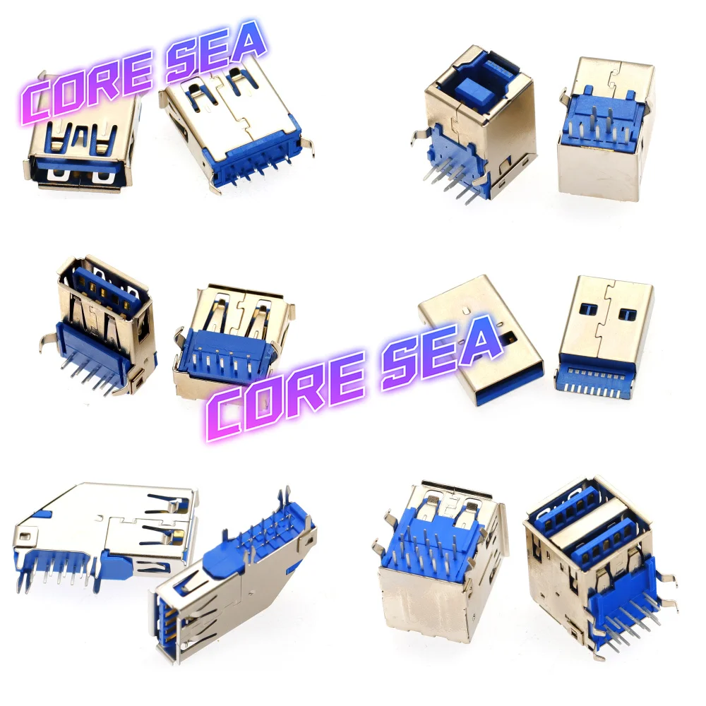 USB 3.0 AM/AF interface 90/180 ° female socket male head square port A type B patch plug socket connector