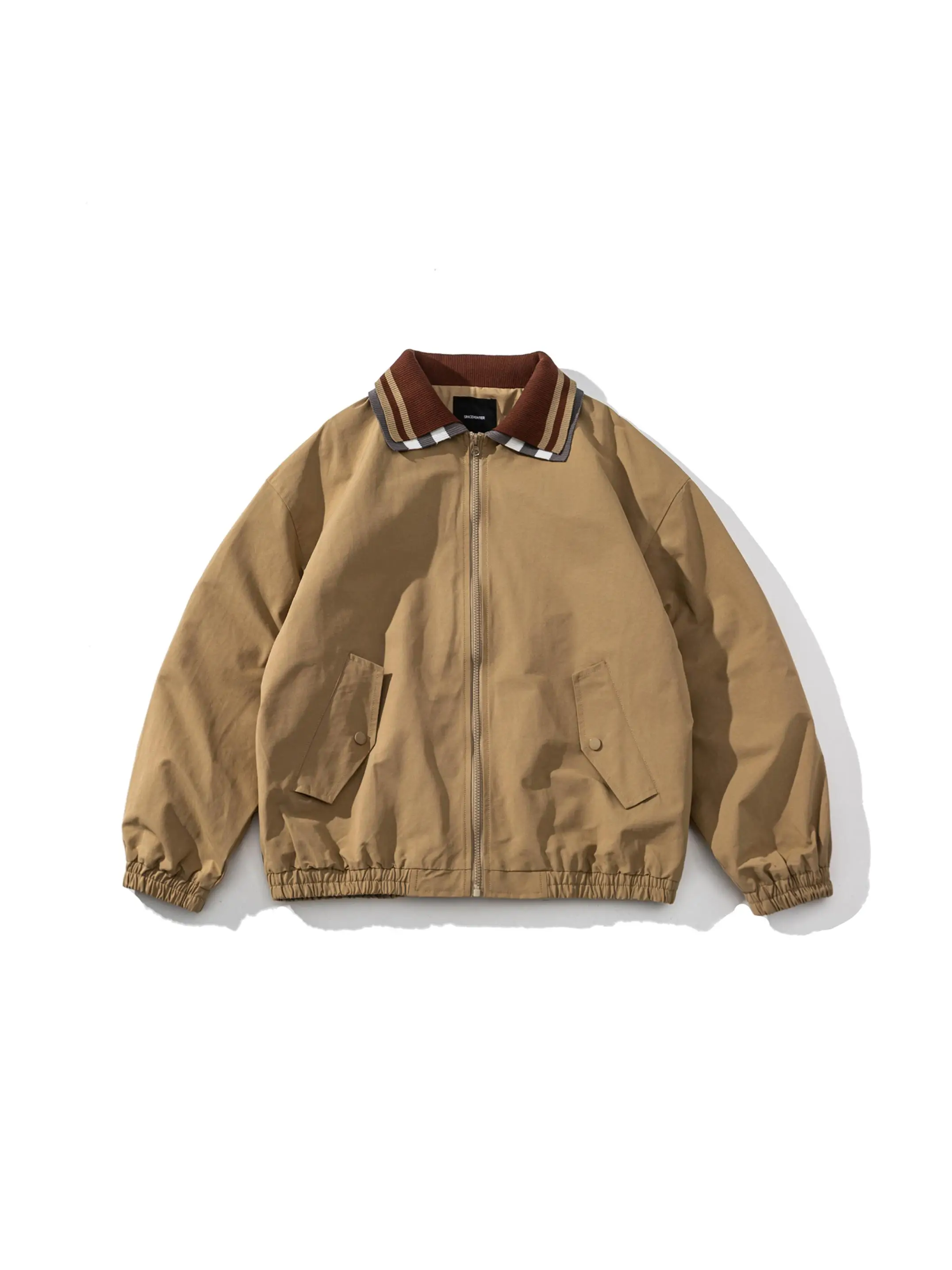 

Space American Retro Patchwork Double Layer Collar Casual Jaet Men Spring Versatile Outerwear Loose Fit Youth Faion