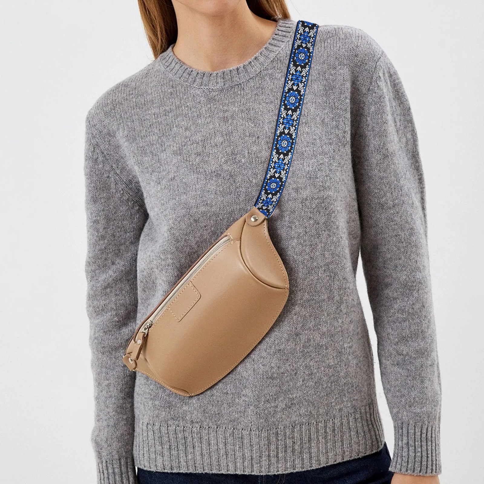 

Wide Floral Embroidered Cotton Adjustable Bag Strap Ethnic Style Purse Replacement Crossbody Strap Purse Straps for Handbags