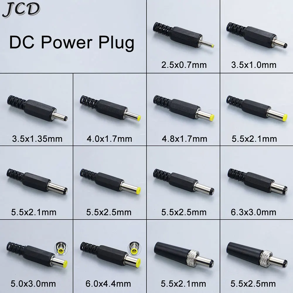JCD 5/10PCS DC Power Plug 2.5x0.7mm 3.5x1.35m 5.5x2.1mm 5.5x2.5mm Male Adapter Charging Solder Plug Jack DC Connector