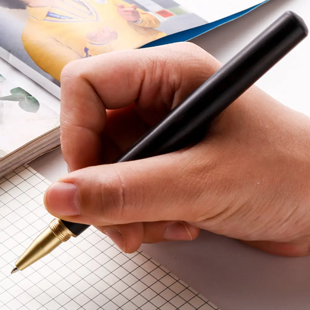 

2pcs Black Ebony Sign Pen Smooth Gel Ink Refillable Business Pens Comfort Grip For Office School Writing Portable Instrument