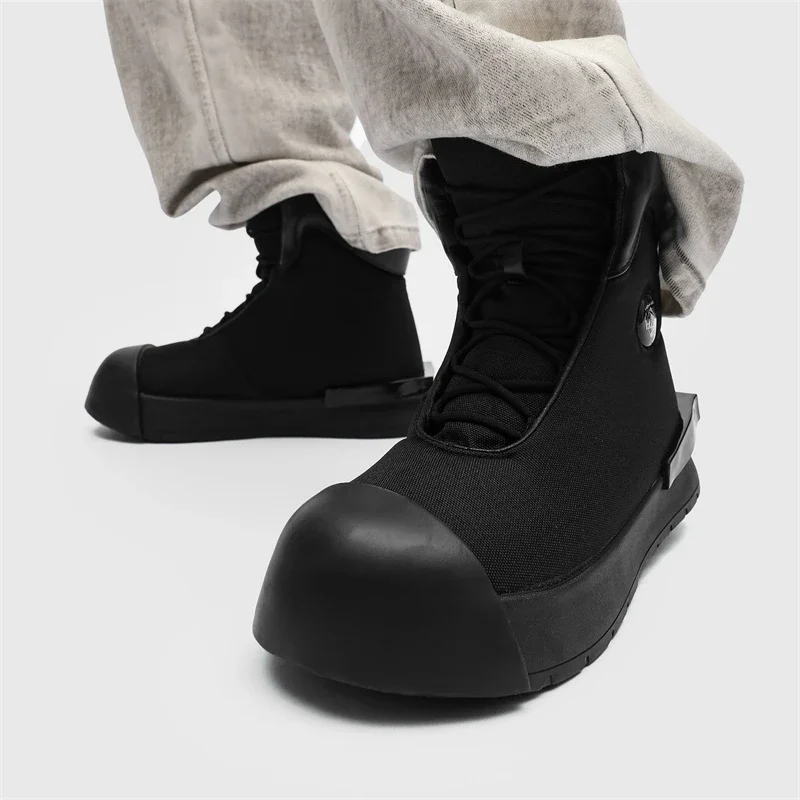 

2024 Men Ugly Cute Boots Couple Casual Sport Shoes Thick Soled High Top Women's Boots Versatile Height Increasing Big Head Shoes