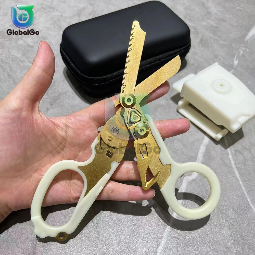 Noctilucent Multifunctional Scissor Tactical Plier Outdoor Survival Tool Folding Gadget Stainless Steel Retractable Scissor