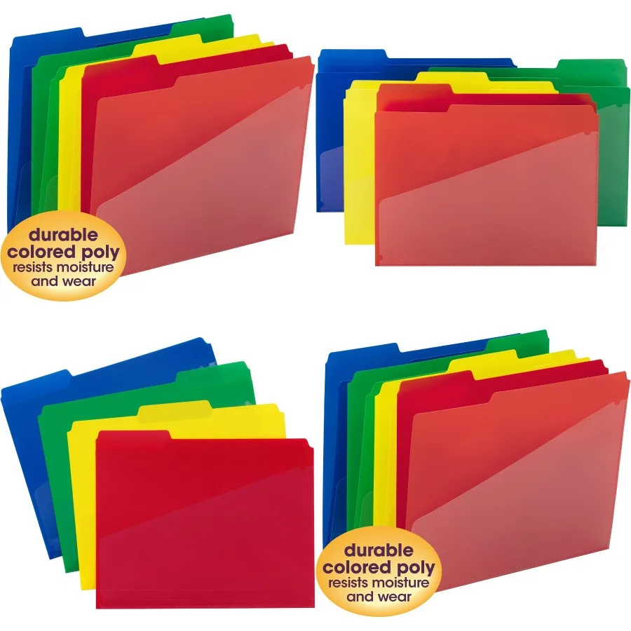 مجموعة مجلدات ملفات Smead Poly مع جيوب مكونة من 12 مجلدًا بلاستيكيًا للمستندات، علامات تبويب مقطوعة، مجلدات ملفات بحجم حرفي متنوعة Pri