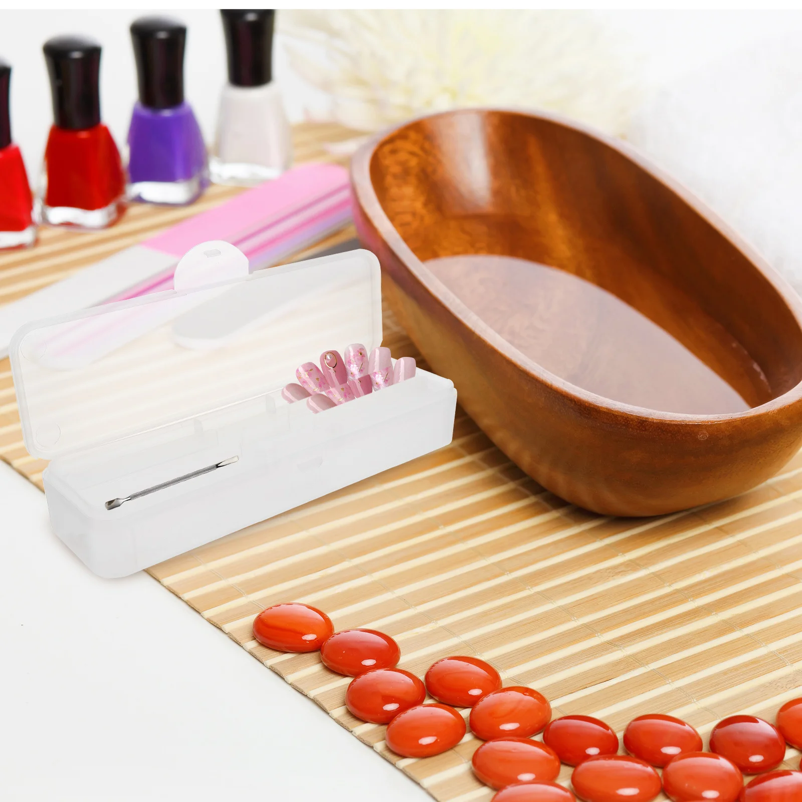 

2Pcs Manicure Tool Boxes Nail Tool Organizer Storage Case Portable Salon Nail Art Accessories Holder Empty Boxes