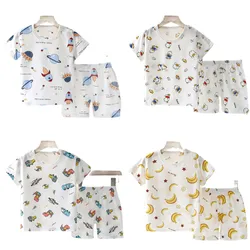 Neue Sommer Kinder Hause Kleidung Pyjamas Baby Unterwäsche Set Dünne Abschnitt Kinder Kleidung Jungen Mädchen Zwei-stück Kleiden Set